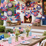 24PCS Patriotic Hanging Swirl Decorations USA Independence Day Ceiling Streamers Party Decor