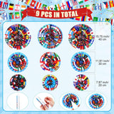 11PCS International World Flags Party Decorations Paper Fans Porch Banner Multicultural Event Decor