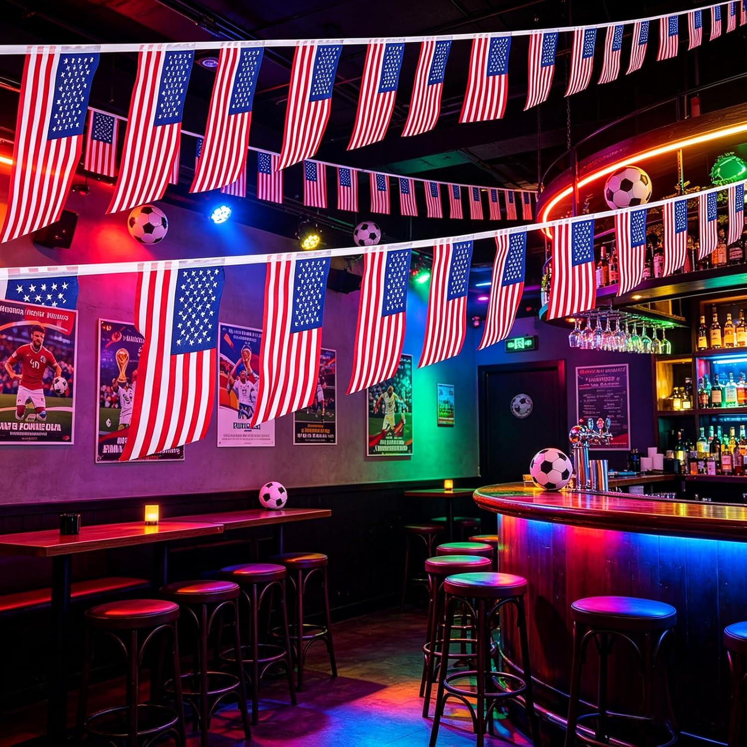 33FT American Flag Pennant Banner 30 USA Flags Patriotic Party Decorations