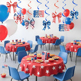 Patriotic Hanging Swirl Decorations: Red, White, Blue Bow Accents for 4th of July Party