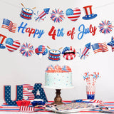 3PCS Happy 4th of July Banner Garland Red White Blue Patriotic Party Decorations