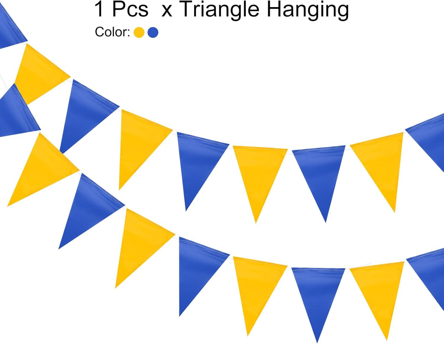 98FT Deep Blue & Yellow Pennant Banner Flags Triangle Bunting Party Decorations