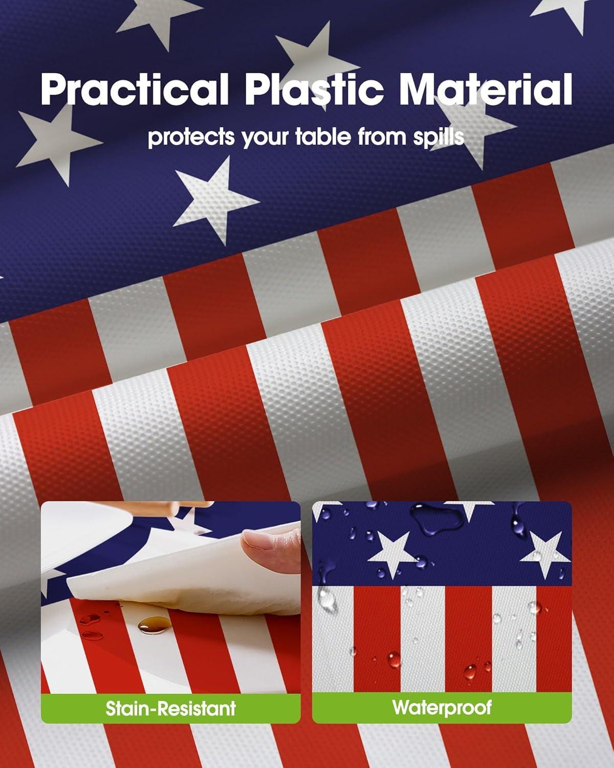 10 Pack America 250th Anniversary Patriotic Tablecloths American Flag Party Table Covers