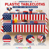 2 Pack American Flag Tablecloths 54 x 108 Inch Patriotic Disposable Party Table Covers