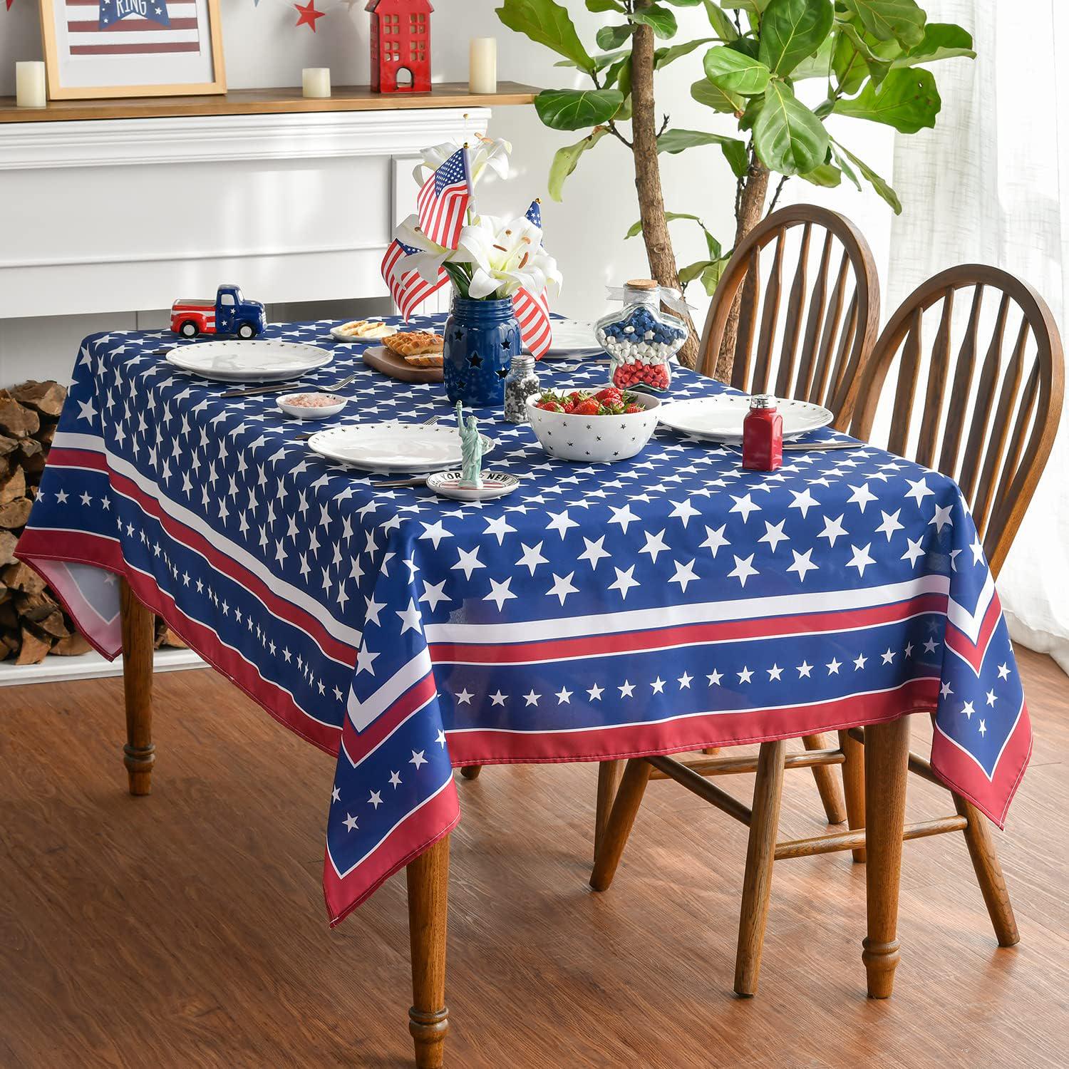 60x84 Inch American Flag Tablecloth Patriotic 4th of July Party Table Cover
