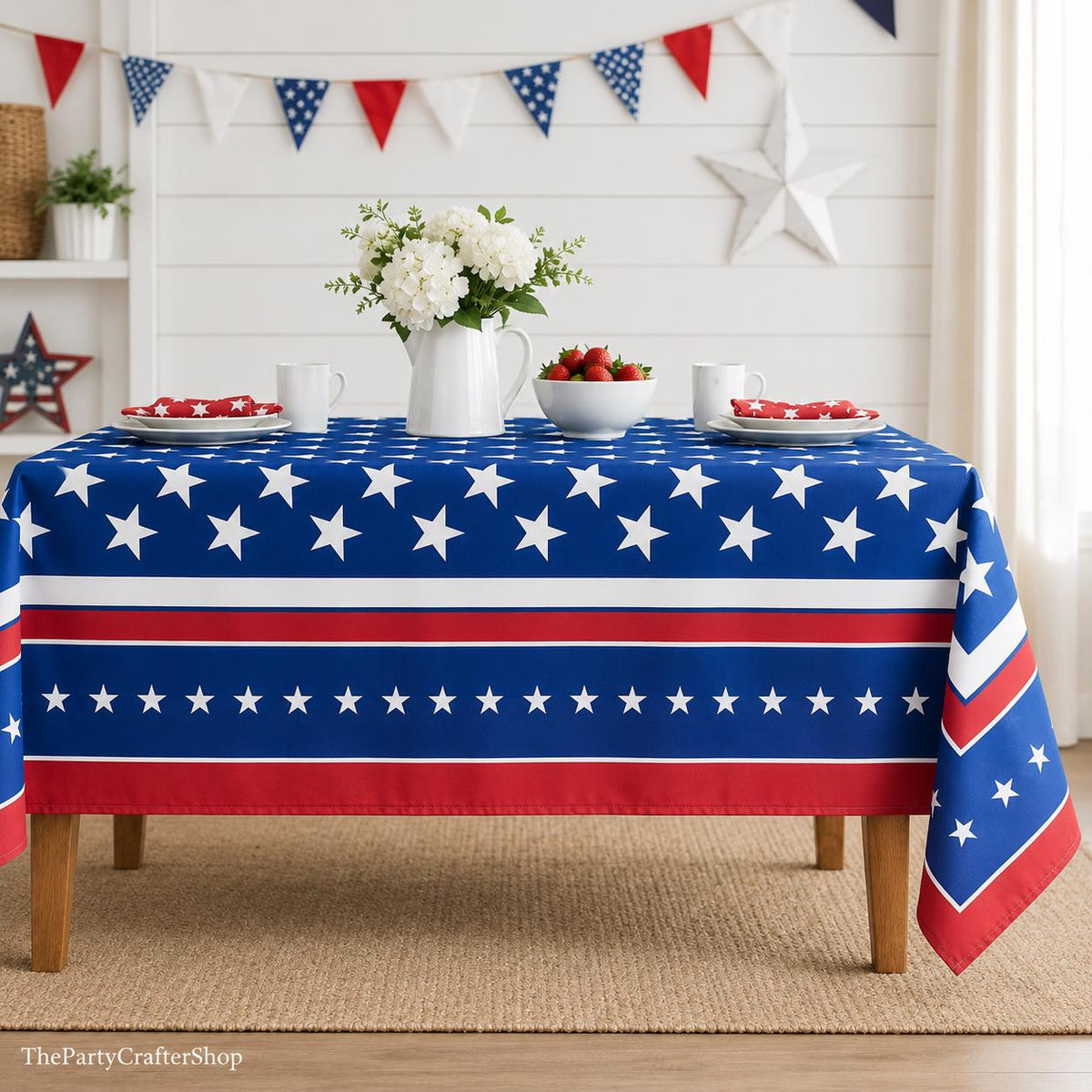 60x84 Inch American Flag Tablecloth Patriotic 4th of July Party Table Cover