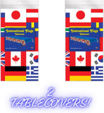 2 Pack International World Flags Tablecloths 54x108 Inch Multicultural Party Table Covers