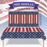 3 Pack Vintage American Flag Tablecloths 54x108 Inch Patriotic Disposable Party Covers