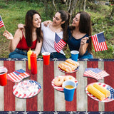 3 Pack Vintage American Flag Tablecloths 54x108 Inch Patriotic Disposable Party Covers