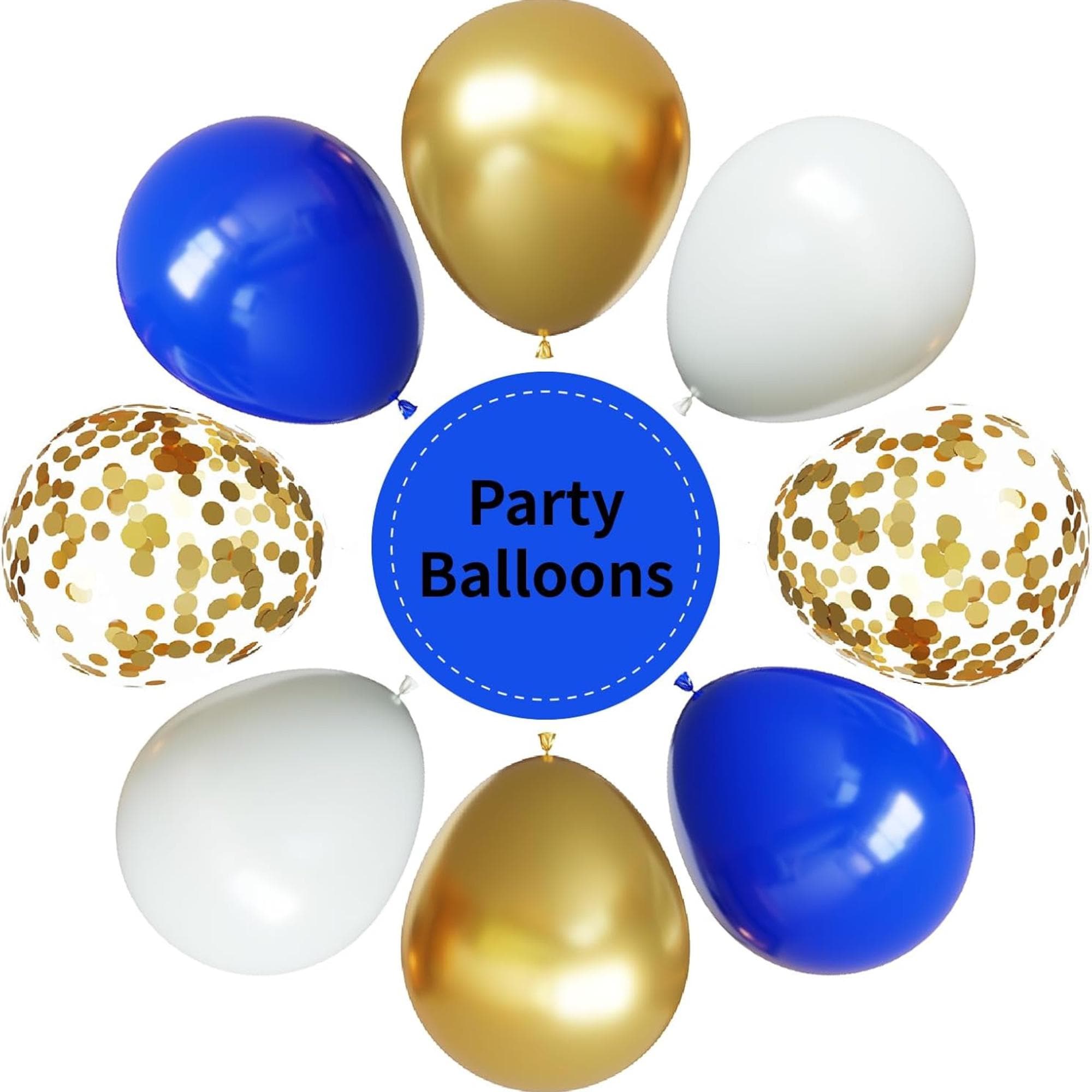 Eid ul Adha Balloons | Blue Gold White Confetti Party Decor Set