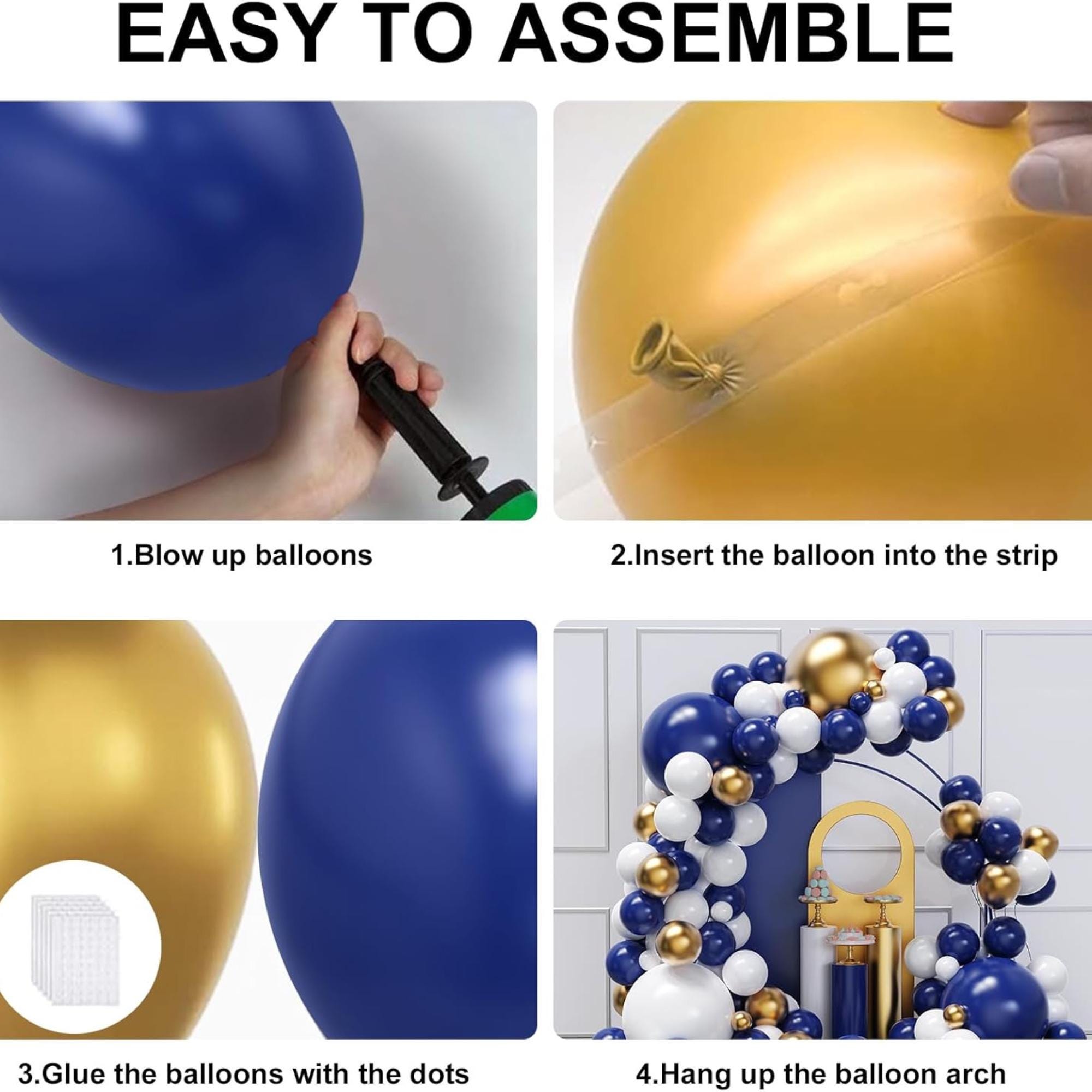 Blue Gold Balloon Arch Kit | Navy White Party Garland | Eid ul Adha Decor