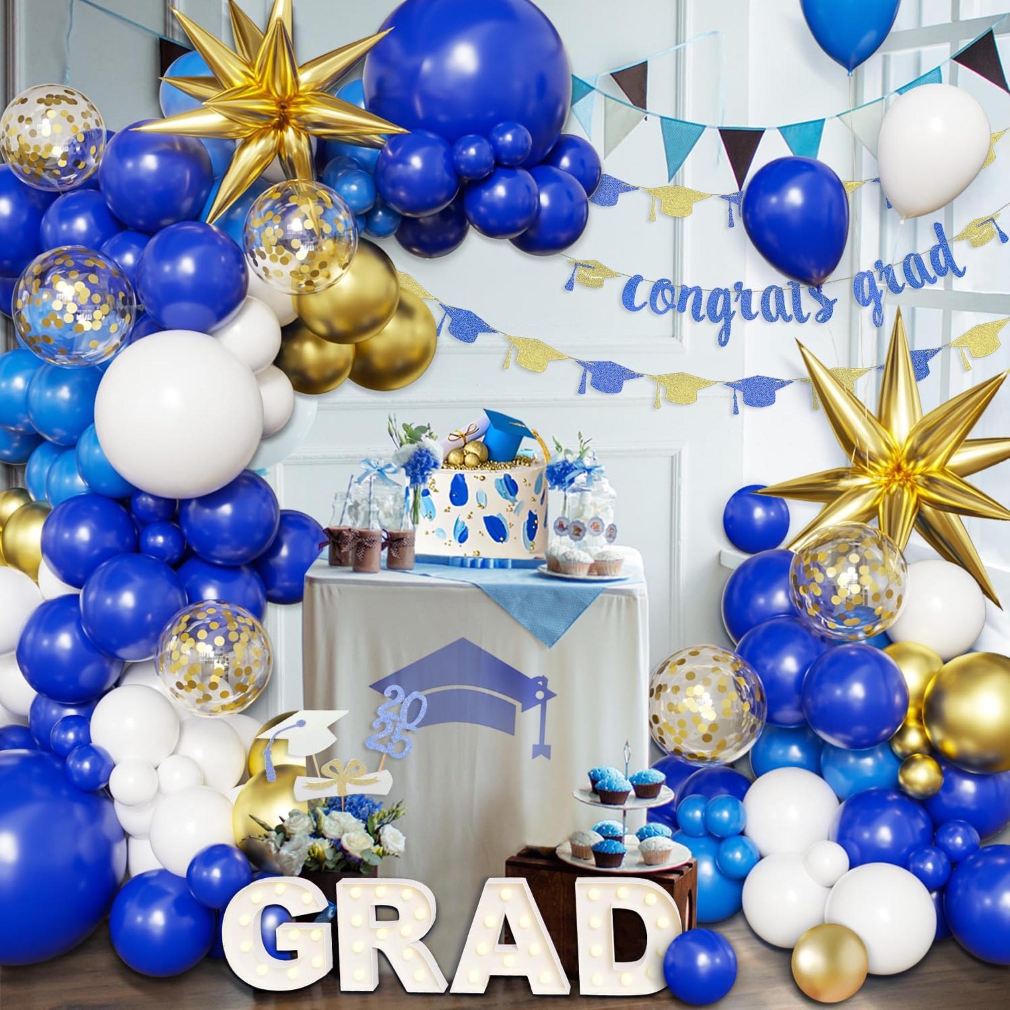 Eid Ul Adha Balloon Arch Kit | Blue, White, Gold Party Backdrop Decor