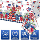 3 Pack Patriotic Tablecloths 54x108 Inch Red White Blue USA Party Table Covers