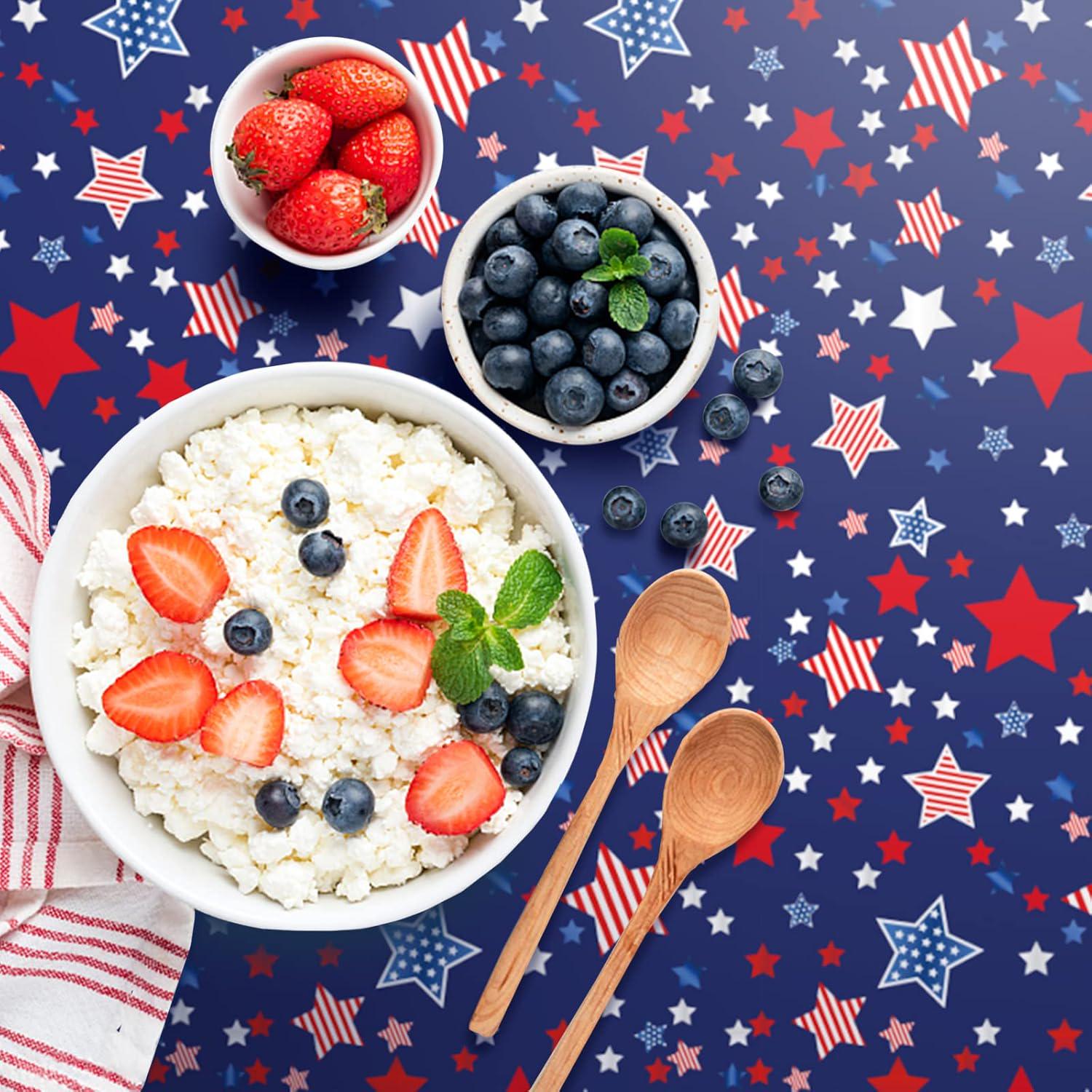 2 Pack Navy Blue Patriotic Tablecloths 54x108 Inch Disposable 4th of July Party Covers