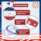 3 Pack Patriotic Stars Tablecloths 54x108 Inch Disposable USA Party Table Covers