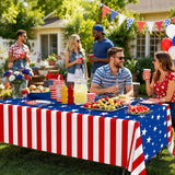 2 Pack Patriotic Tablecloths 54x108 Inch Disposable 4th of July Party Table Covers