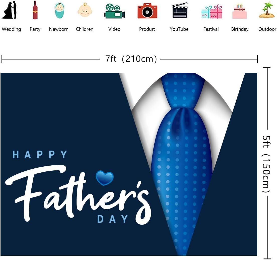 7x5FT Happy Father's Day Backdrop Blue Necktie Super Dad Party Photo Banner