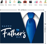 7x5FT Happy Father's Day Backdrop Blue Necktie Super Dad Party Photo Banner