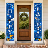 Happy Father's Day Porch Banner Set Blue Door Hanging Decorations for Dad Party