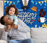 Happy Father's Day Backdrop Blue Shirt Banner Large Photo Booth Decoration for Dad
