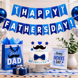 Happy Father's Day Banner Blue Dad Garland with Wrench Design Party Backdrop Decorations