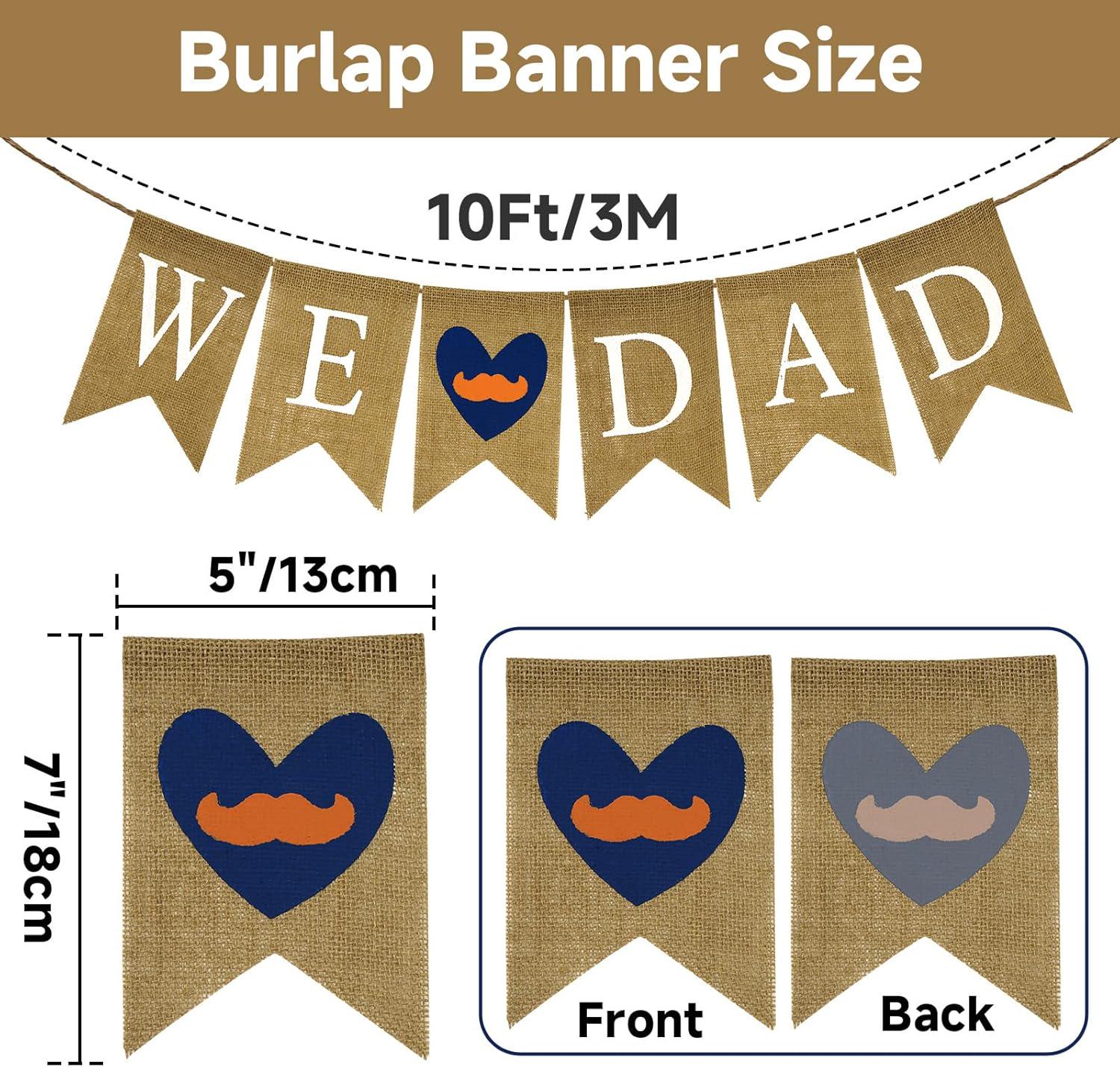 Happy Father's Day Burlap Banner Rustic Pre-Strung We Love Dad Party Decorations
