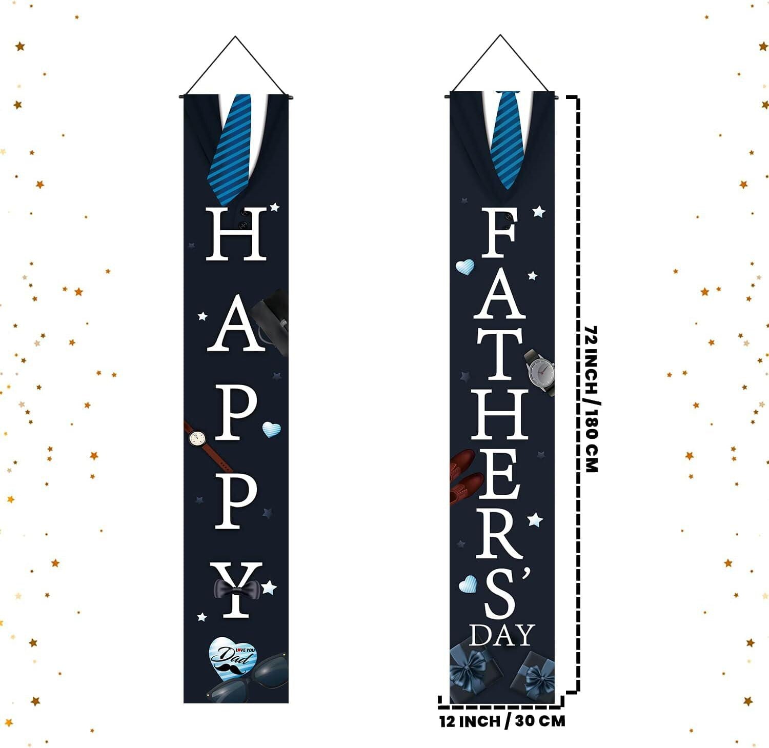 Happy Father's Day Front Door Banner Black Porch Sign Hanging Decorations for Dad