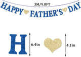 Glitter Blue Happy Father's Day Banner Garland Decorations for Dad Papa Party Supplies