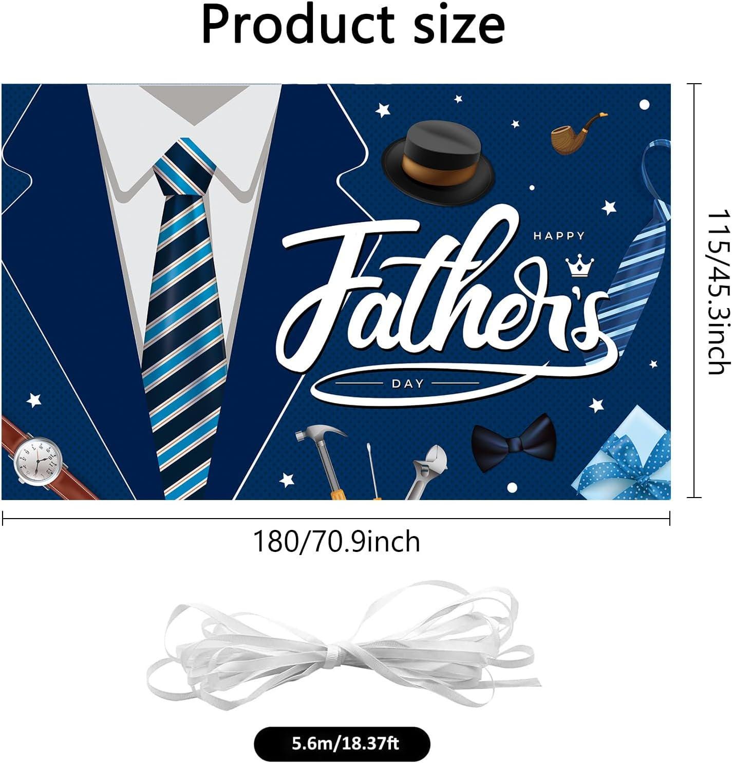 Extra Large Happy Father's Day Backdrop Banner 70.9x45.3 Inch Blue Party Decorations
