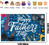 Happy Father's Day Backdrop Banner 72x44 Inch Blue Party Decorations Photo Background