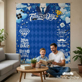 Happy Father's Day Backdrop Banner Blue Tie Photo Booth Background Party Decorations for Dad