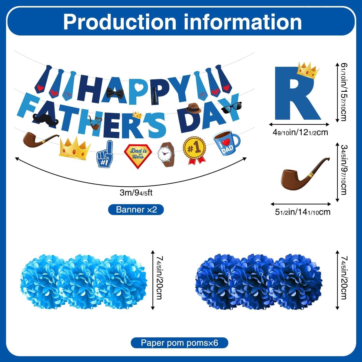 31PCS Happy Father's Day Decorations Set Banner Hanging Party Supplies for Home Celebration