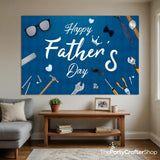 Happy Father's Day Backdrop Banner 5.9x3.6FT Light Blue Photo Booth Party Decorations