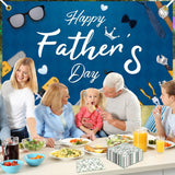 Happy Father's Day Backdrop Banner 5.9x3.6FT Light Blue Photo Booth Party Decorations