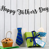 Happy Father's Day Black Glitter Banner Backdrop Decorations for Home Office Classroom Party