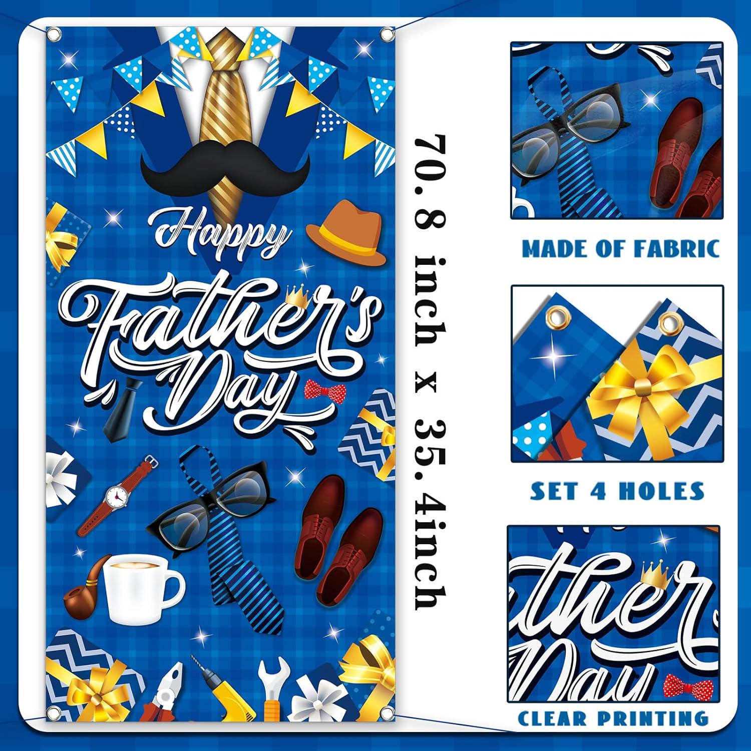 Happy Father's Day Large Blue Door Cover Banner Party Decorations for Dad Celebration