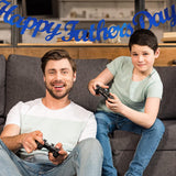 Happy Father's Day Blue Black Glitter Banner Pre-Strung Garland Decorations for Dad & Grandpa