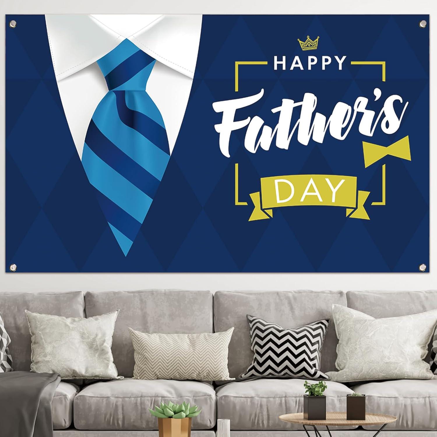 Happy Father's Day Blue Backdrop Banner Party Decorations Photo Background for Dad Celebration