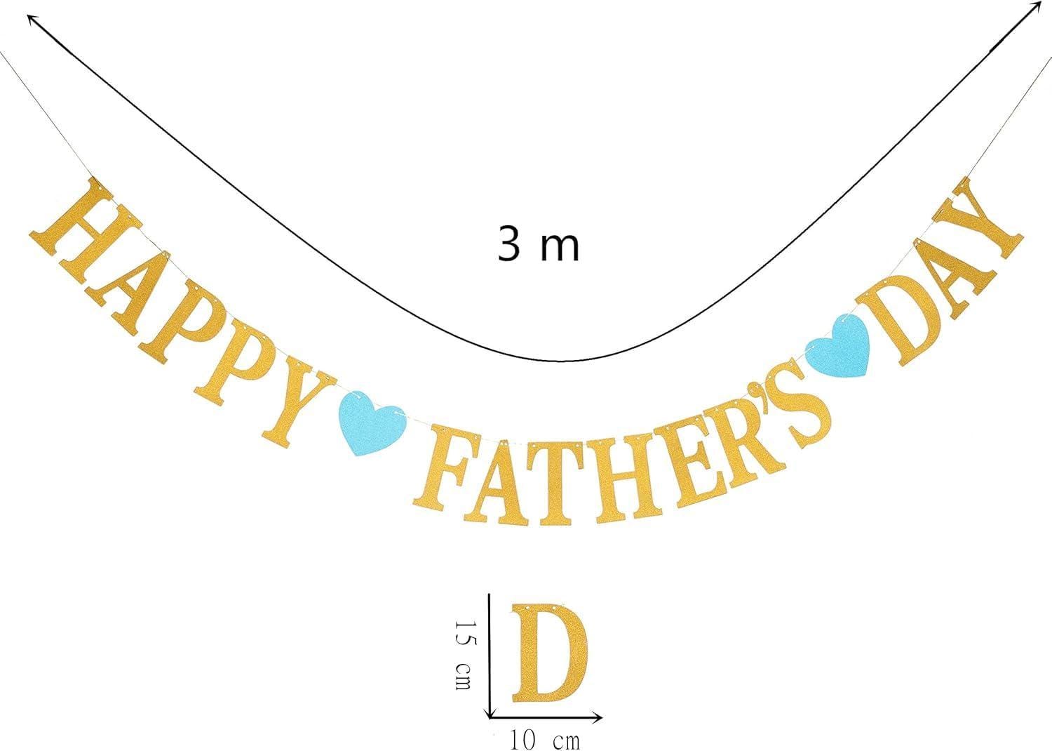 Mother's Day Father's Day Banner Set Gold Heart Glitter Garland Decorations for Mom & Dad