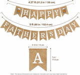 Rustic Burlap Happy Father's Day Banner with Beer Mug Pre-Strung Farmhouse Party Decorations