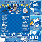 Happy Father's Day Large Photo Backdrop Banner Blue Tie Hat Party Decorations for Dad