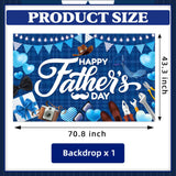 Happy Father's Day Large Blue Backdrop Banner 71x43 Inch Indoor Outdoor Party Decorations