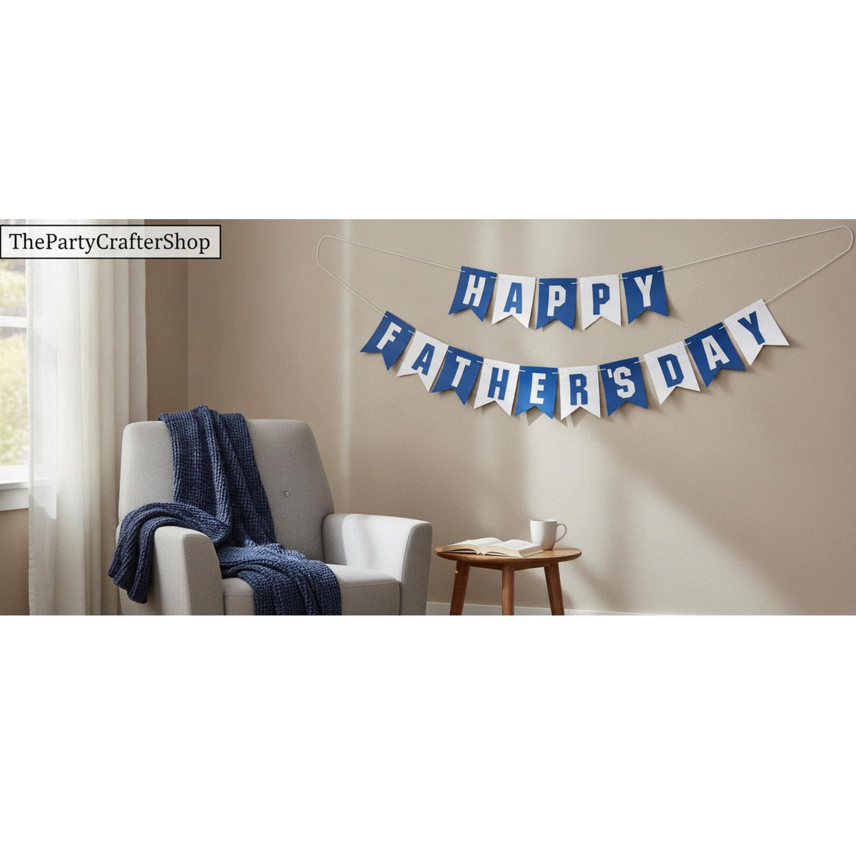 Happy Father's Day Felt Banner Pre-Strung Reusable Decorations for Home Office Party