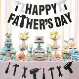 Black Glitter Happy Father's Day Banner Garland Party Decorations for Dad Celebration