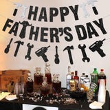 Black Glitter Happy Father's Day Banner Garland Party Decorations for Dad Celebration