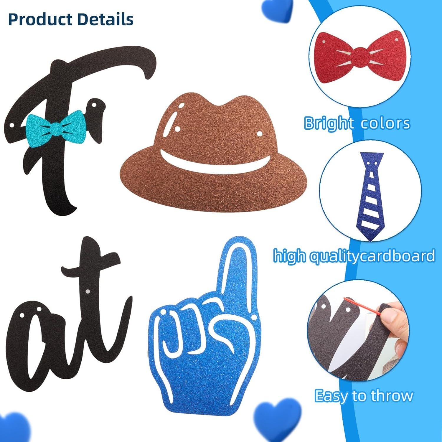 Happy Father's Day Glitter Banner Set: Tie & Beer Design Party Decorations for Dad
