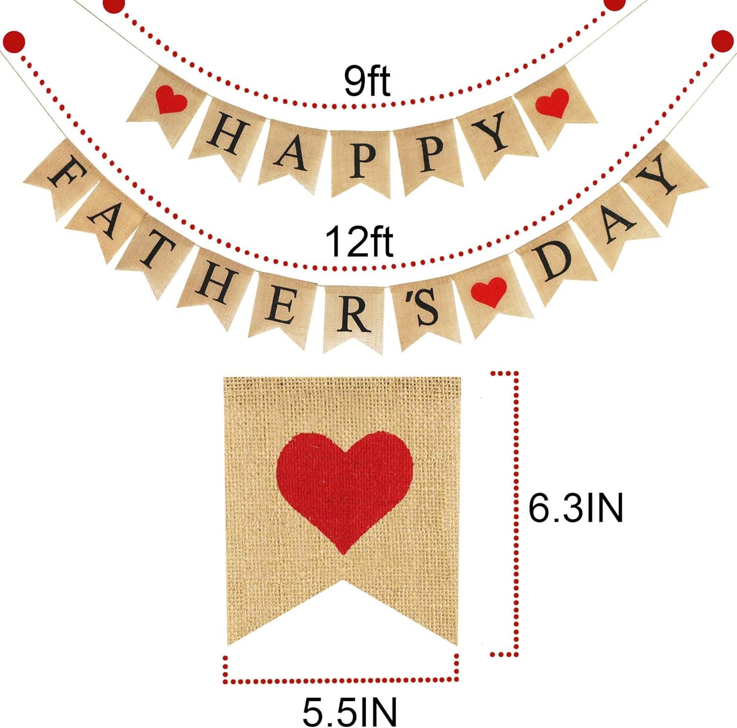 Burlap Happy Father's Day Banner Rustic Party Decorations Family Photo Prop for Dad Celebration