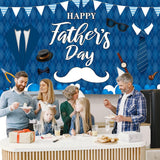 Happy Father's Day Blue Backdrop Banner 71x43 Inch Polyester Party Decorations for Dad