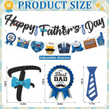 20PCS Father's Day Decorations Set Glitter Banner Hanging Swirls Blue Theme Party Supplies