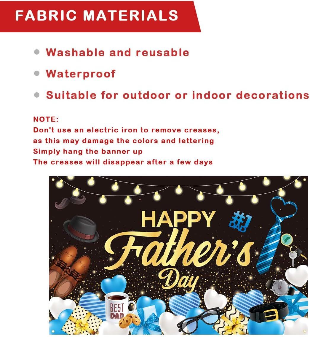 Happy Father's Day Backdrop Banner: "Dad Ever" Party Decoration (180x110cm)